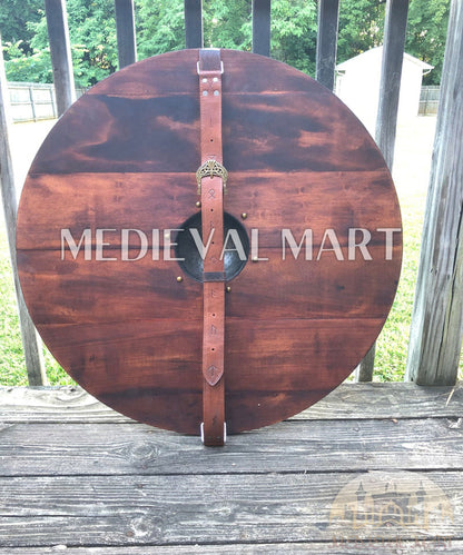 MEDIEVALMART Viking's Valhalla King Canute of Denmark Authentic Battleworn Viking Wooden Shield | Gifts For Dad