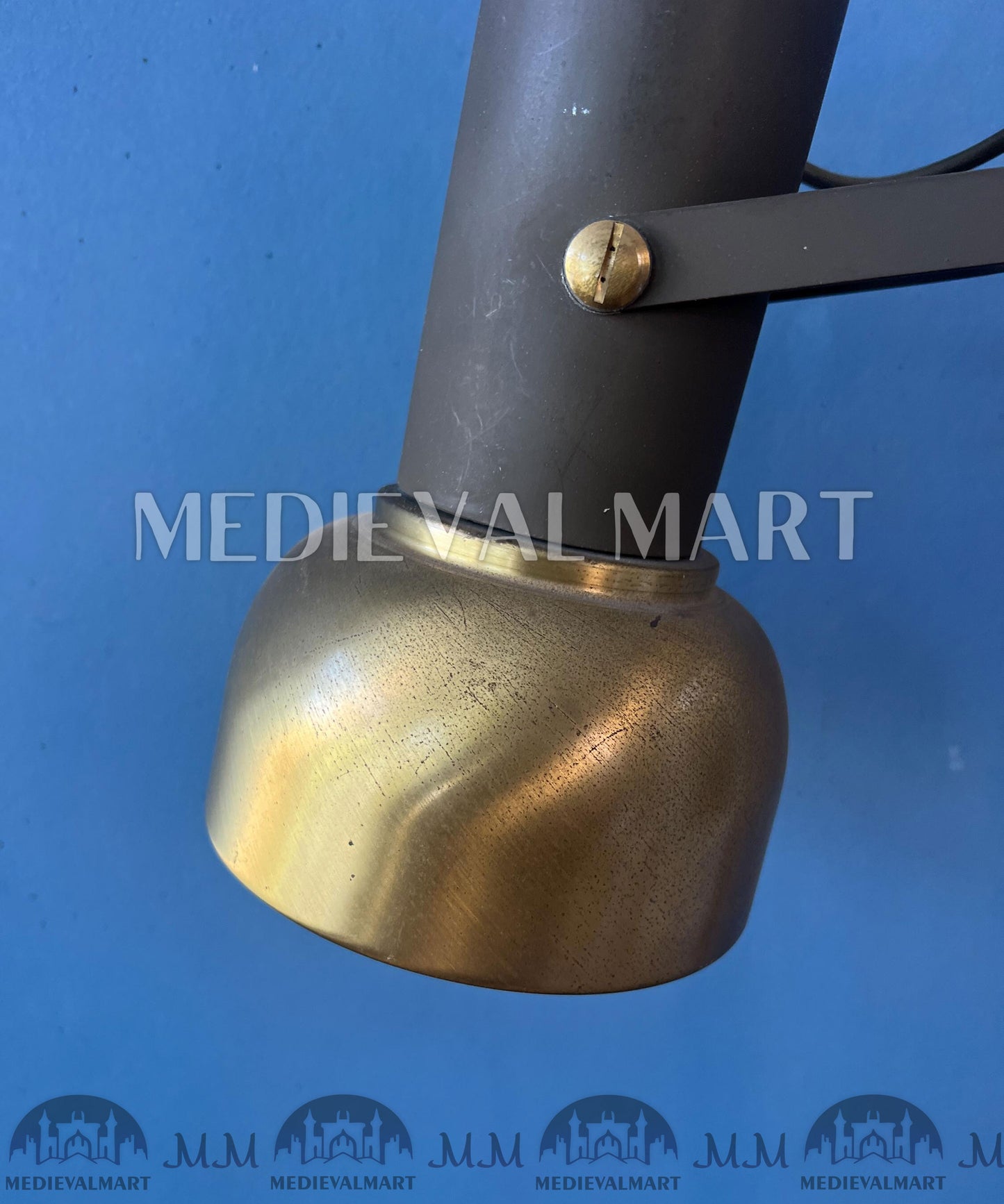 MEDIEVALMART Vintage Brass Floor Lamp with Adjustable Spot