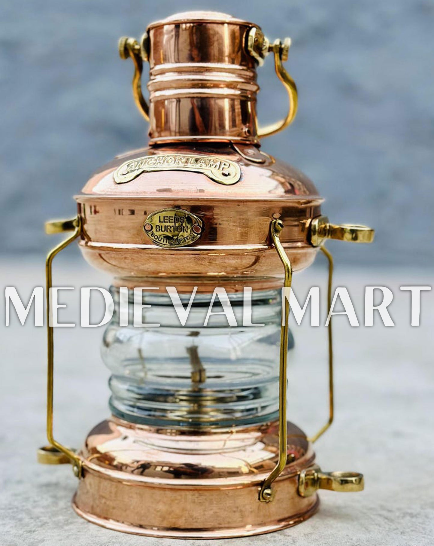 MEDIEVALMART Nautical Vintage Shiny Brass Clear Glass Ship Oil Lamp - Personal Engraving Marine Lantern (Copy)