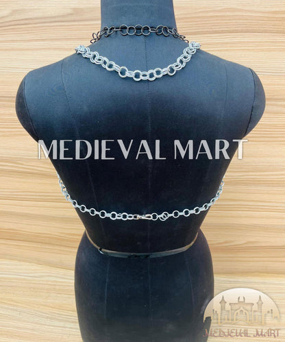 MEDIEVALMART Women’s Silver (Dragonfang) Jesus Chainmail Armor W/o Skirt