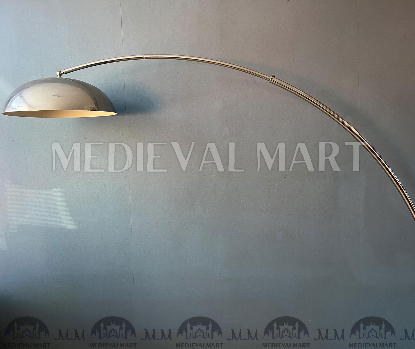 MEDIEVALMART Vintage Italian Space Age Arc Floor Lamp with Metal Shade