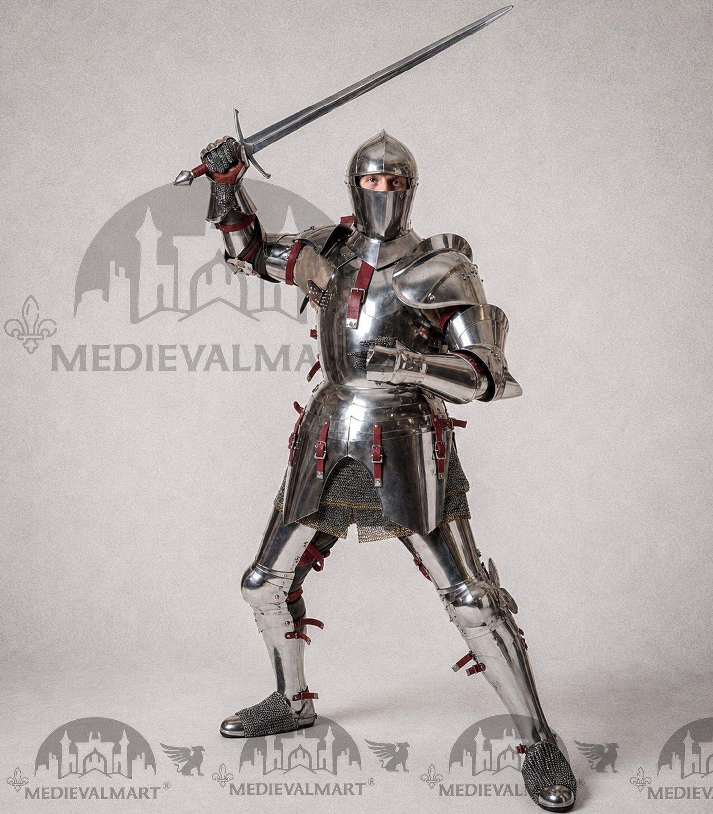 MEDIEVALMART 15th Century Gothic Parade Knight Armor | Late Medieva Full Plate Chainmail Suit for Reenactment