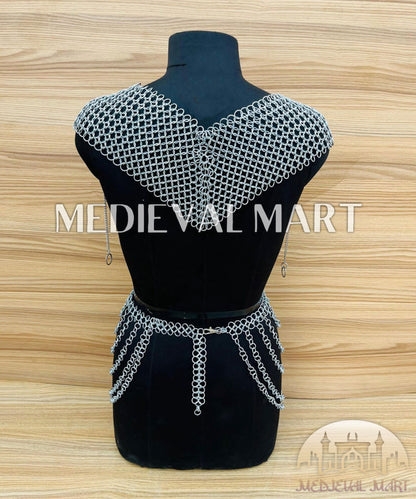 MEDIEVALMART Women’s (MoonFire) Chainmail Armor W/H Skirt