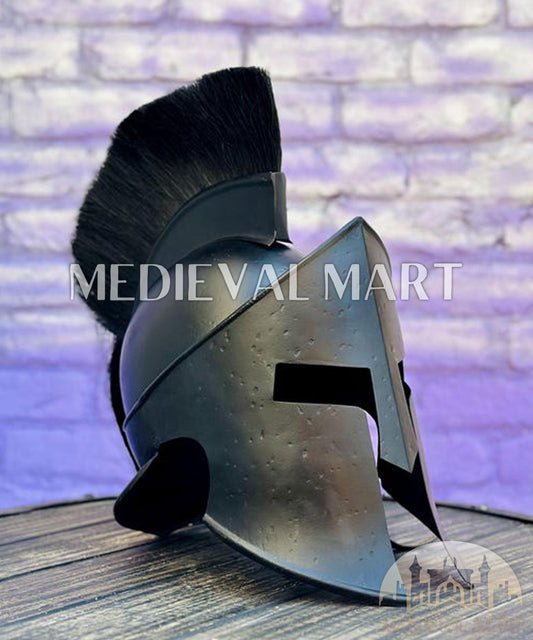 MEDIEVALMART "300" Movie King of Spartan Leonidas Black Finish Helmet W/H Free Stand | 300 Props