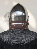 MEDIEVALMART Medieval Klappvisier Bascinet Helmet with Hinged Visor & Chainmail Aventail, Best for Reenactment