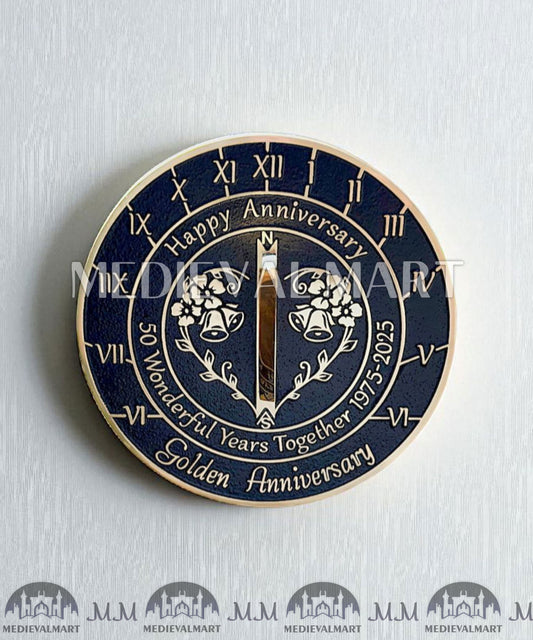 MEDIEVALMART 50th "Wonderful Years" Golden Anniversary Sundial Clock Best Gift For Anniversary Day