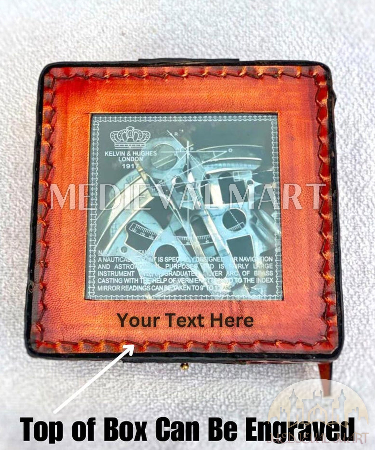 MEDIEVALMART Nautical Fully Functional Us Navy Sextant W/H Transparent Leather Case | Astrolabe Ships Instrument, Christmas Gifts