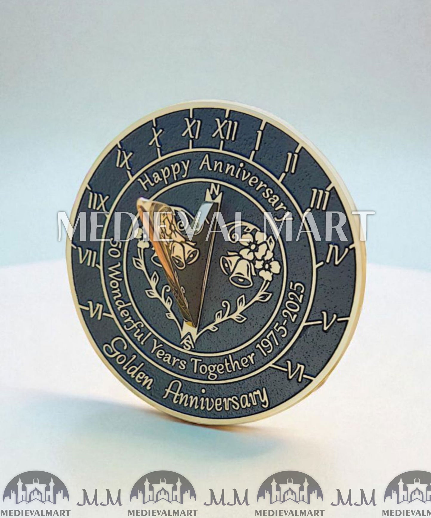 MEDIEVALMART 50th "Wonderful Years" Golden Anniversary Sundial Coral Gift For Parents Anniversary