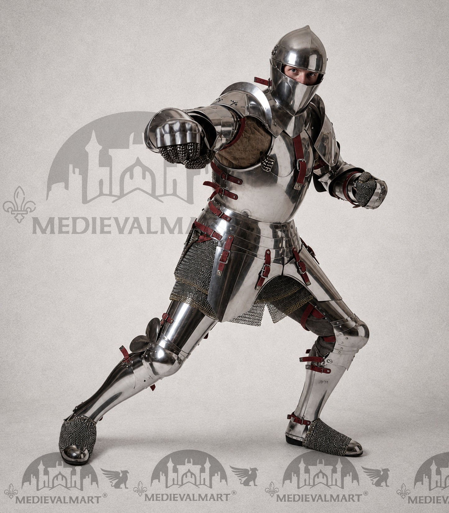 MEDIEVALMART 15th Century Gothic Parade Knight Armor | Late Medieva Full Plate Chainmail Suit for Reenactment