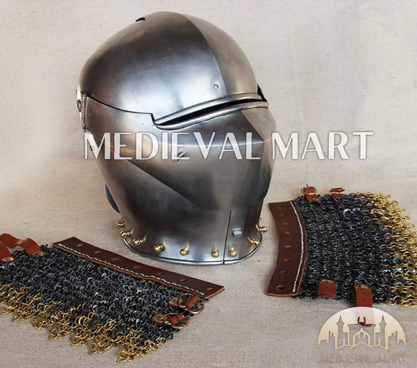 MEDIEVALMART XV Century Italian King Guard Houndskull Combat Bascinet Helmet
