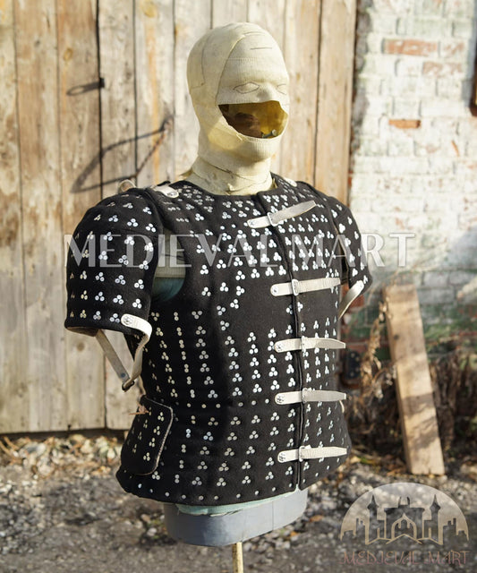MEDIEVALMART Historical Renaissance PREMIUM Black Brigandine Jacket Armor W/H Brigandine Spaulders Gift For Ren-Fairs, Gift for Him & Her