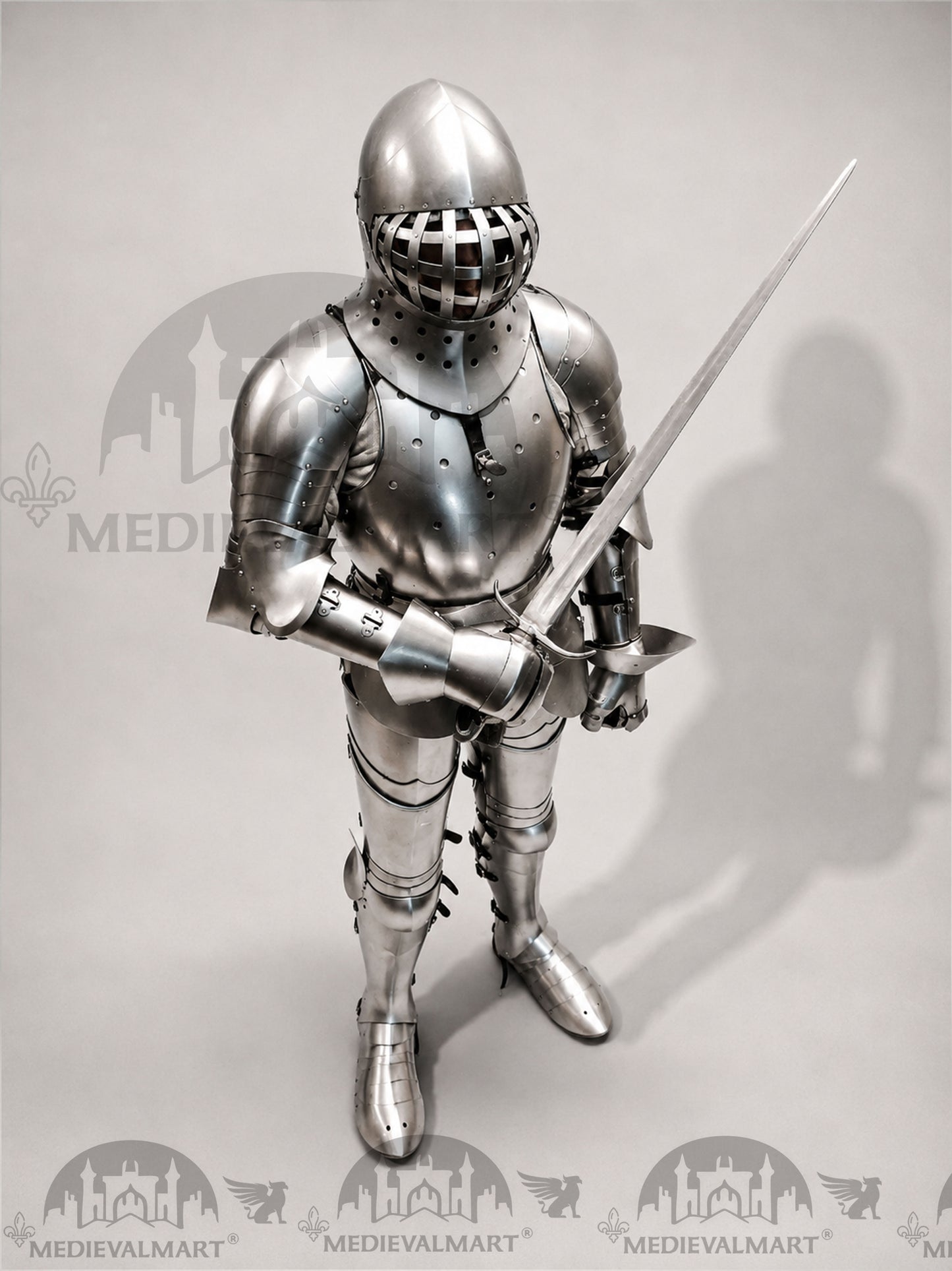 MEDIEVALMART 1400s Medieval Tournament Knight Parade High Gothic Plate Armor W/H Kolbenturnier Bacinet