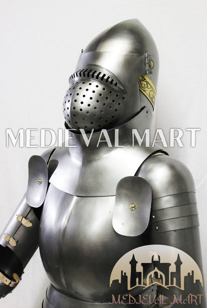 MEDIEVALMART Historical Mild Steel Ancient Rom Soldier Full Armor Costume W/H Bacinet Helmet