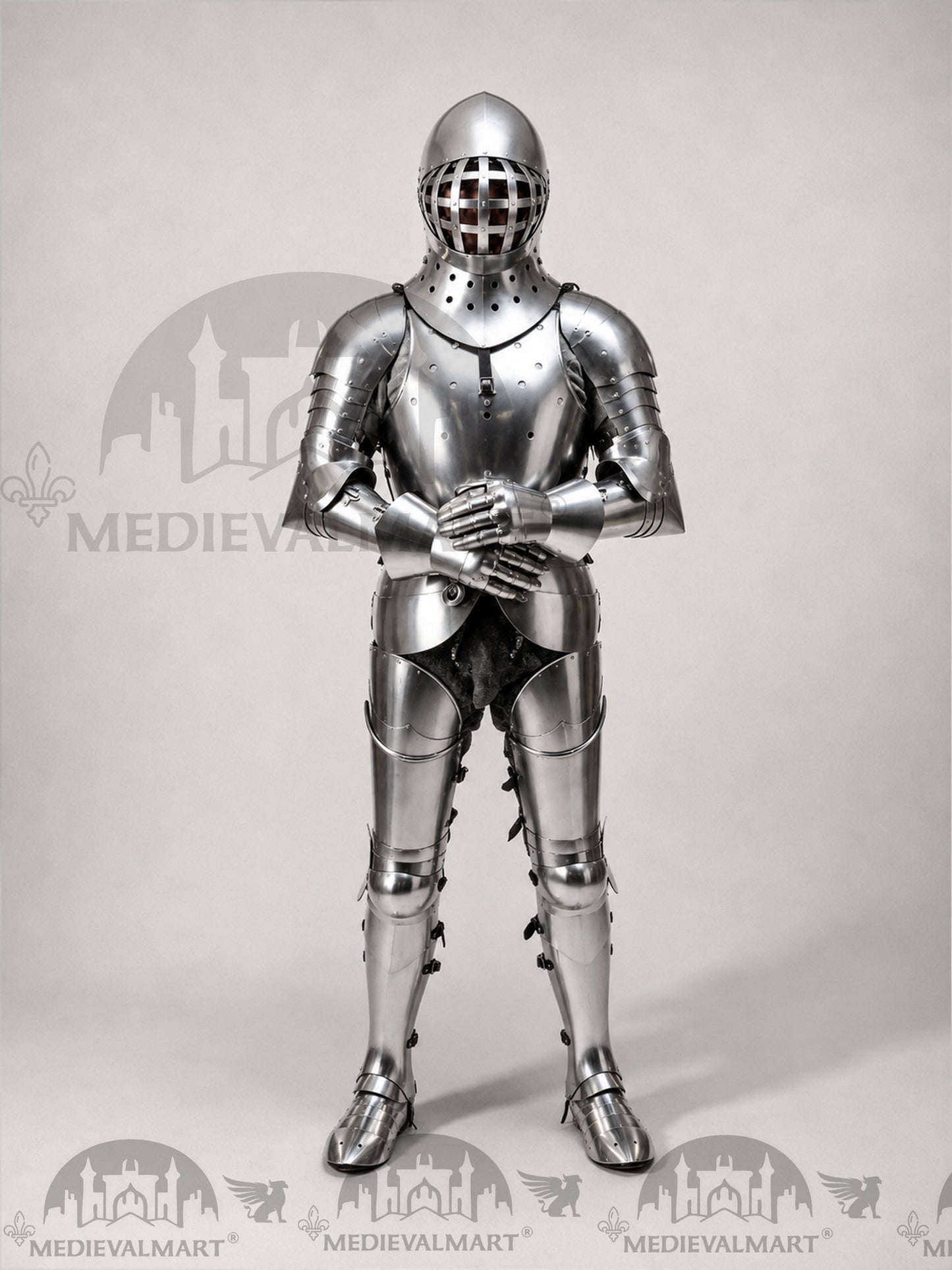 MEDIEVALMART 1400s Medieval Tournament Knight Parade High Gothic Plate Armor W/H Kolbenturnier Bacinet