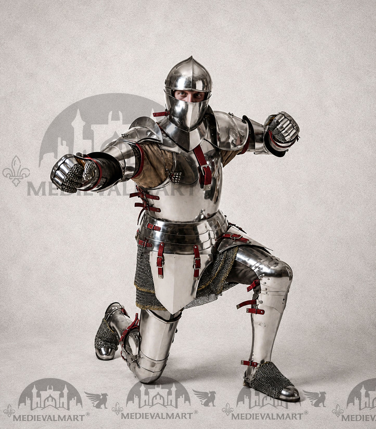 MEDIEVALMART 15th Century Gothic Parade Knight Armor | Late Medieva Full Plate Chainmail Suit for Reenactment