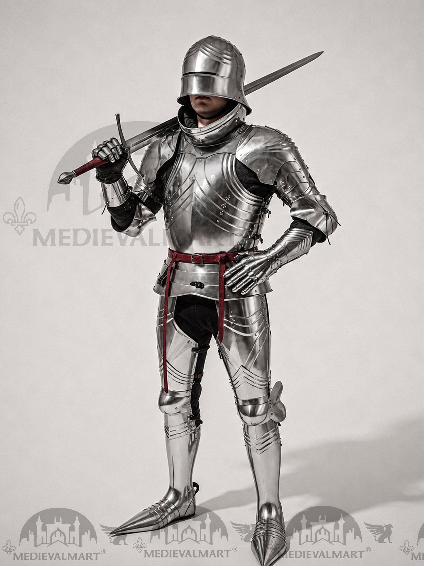 MEDIEVALMART Medieval 15th century Germans knight warrior full body complete metal armour costume with Sword