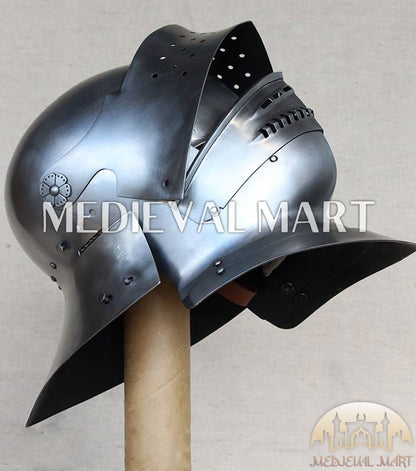 MEDIEVALMART 15 Century German Knight Closed Medieval Sallet Helmet With Neck Armor