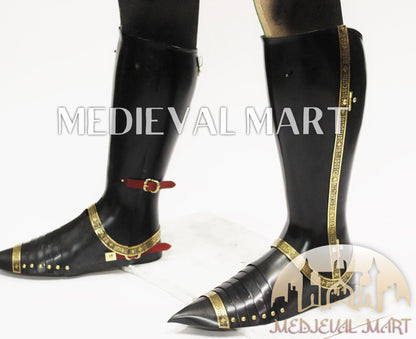 MEDIEVALMART Dark Paladin Imperial Guard Knight  Black & Brass Deco Full Body Metal Armor Costume W/H Houndskull