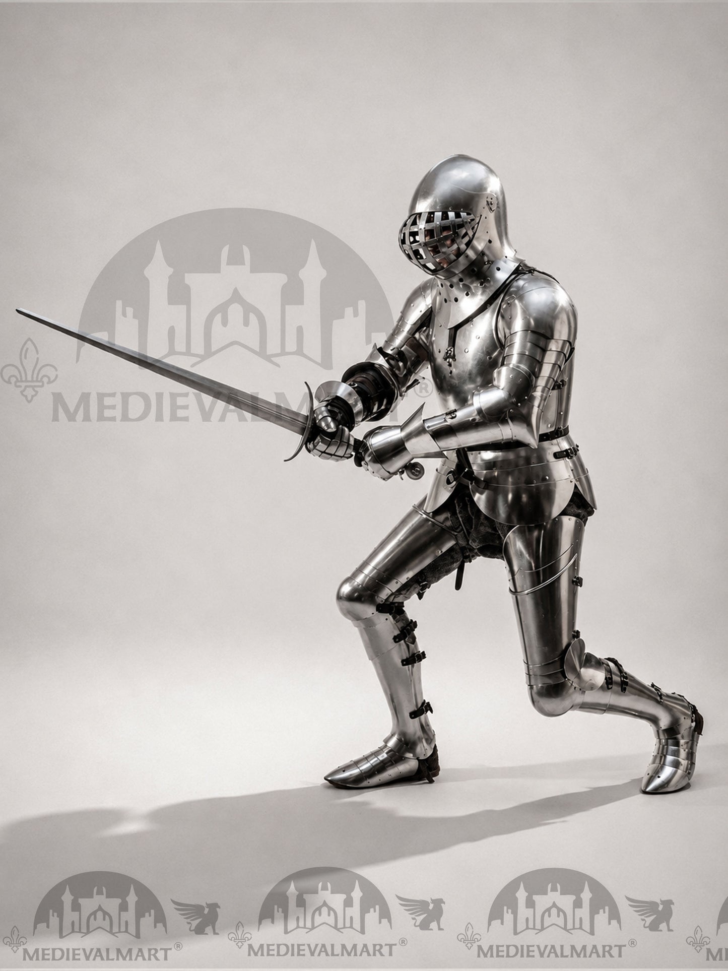 MEDIEVALMART 1400s Medieval Tournament Knight Parade High Gothic Plate Armor W/H Kolbenturnier Bacinet