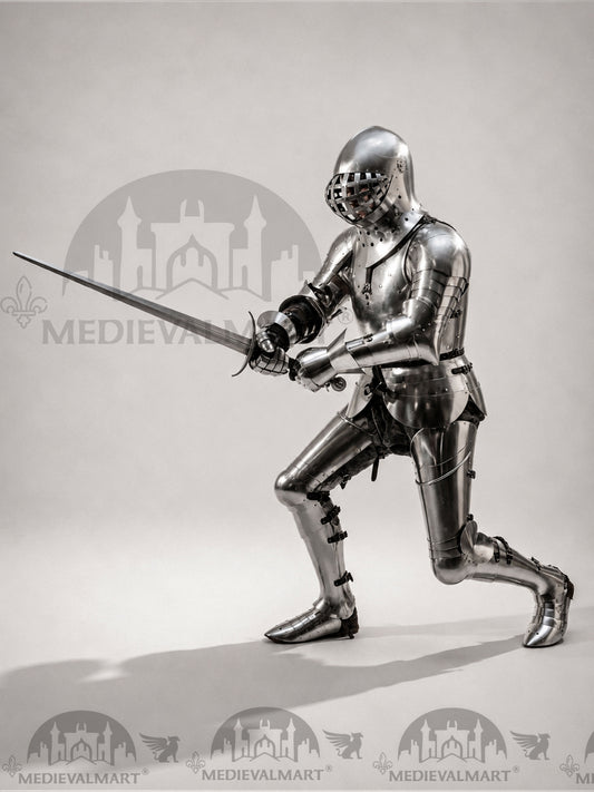 MEDIEVALMART 1400s Medieval Tournament Knight Parade High Gothic Plate Armor W/H Kolbenturnier Bacinet