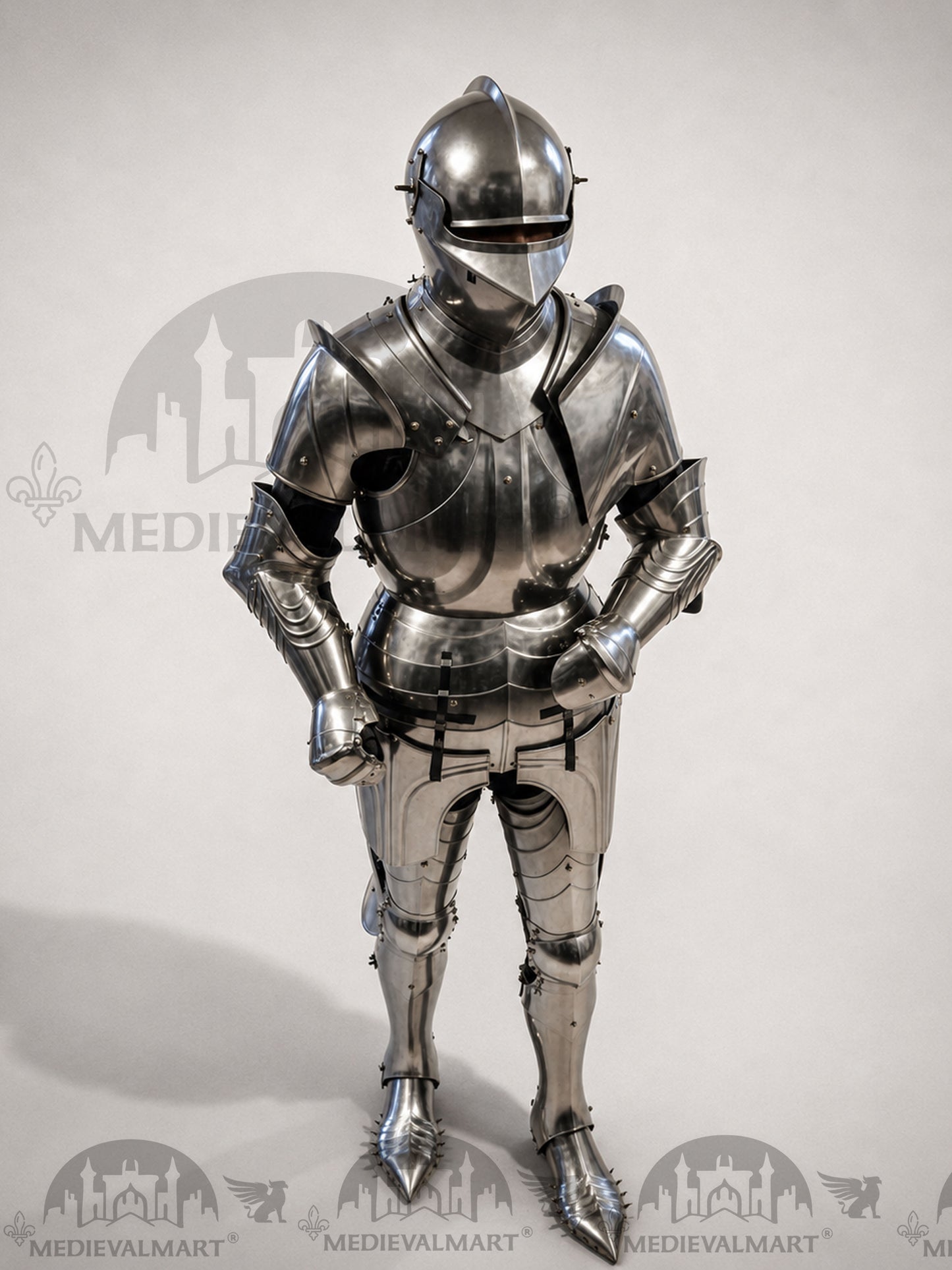 MEDIEVALMART Armadura de combate medieval de caballero del siglo XV sin pulir para un toque antiguo