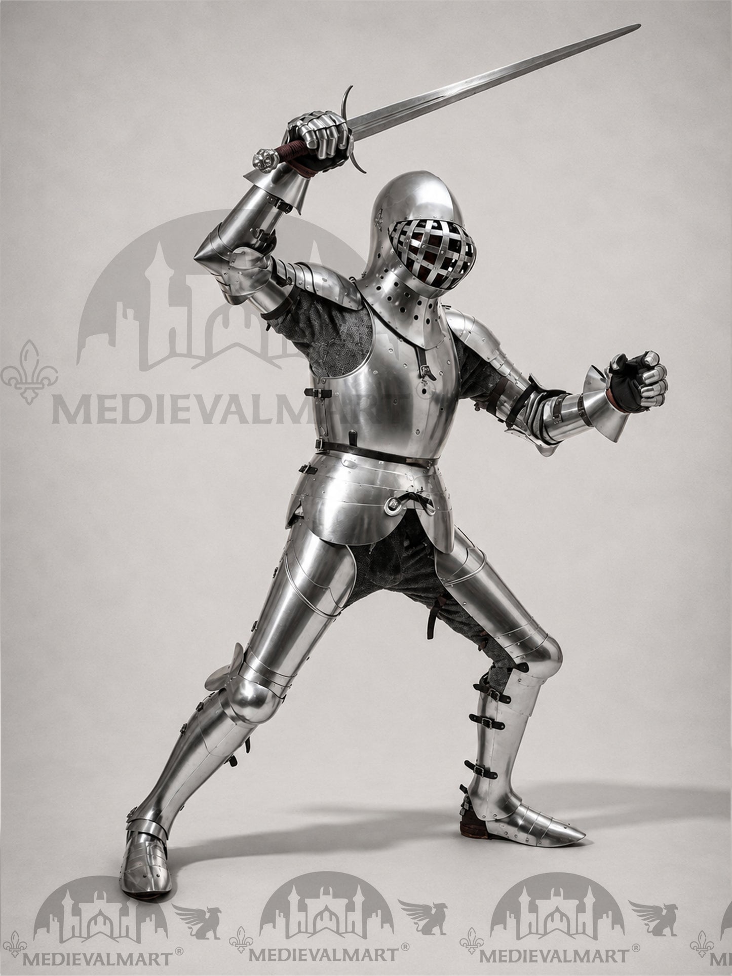 MEDIEVALMART 1400s Medieval Tournament Knight Parade High Gothic Plate Armor W/H Kolbenturnier Bacinet