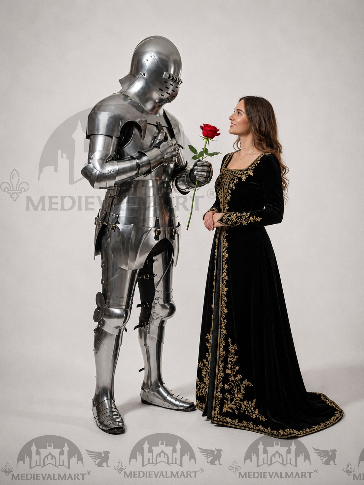 MEDIEVALMART Medieval knight Full Plate Customised English Body Armor With Viking Axe Weapon