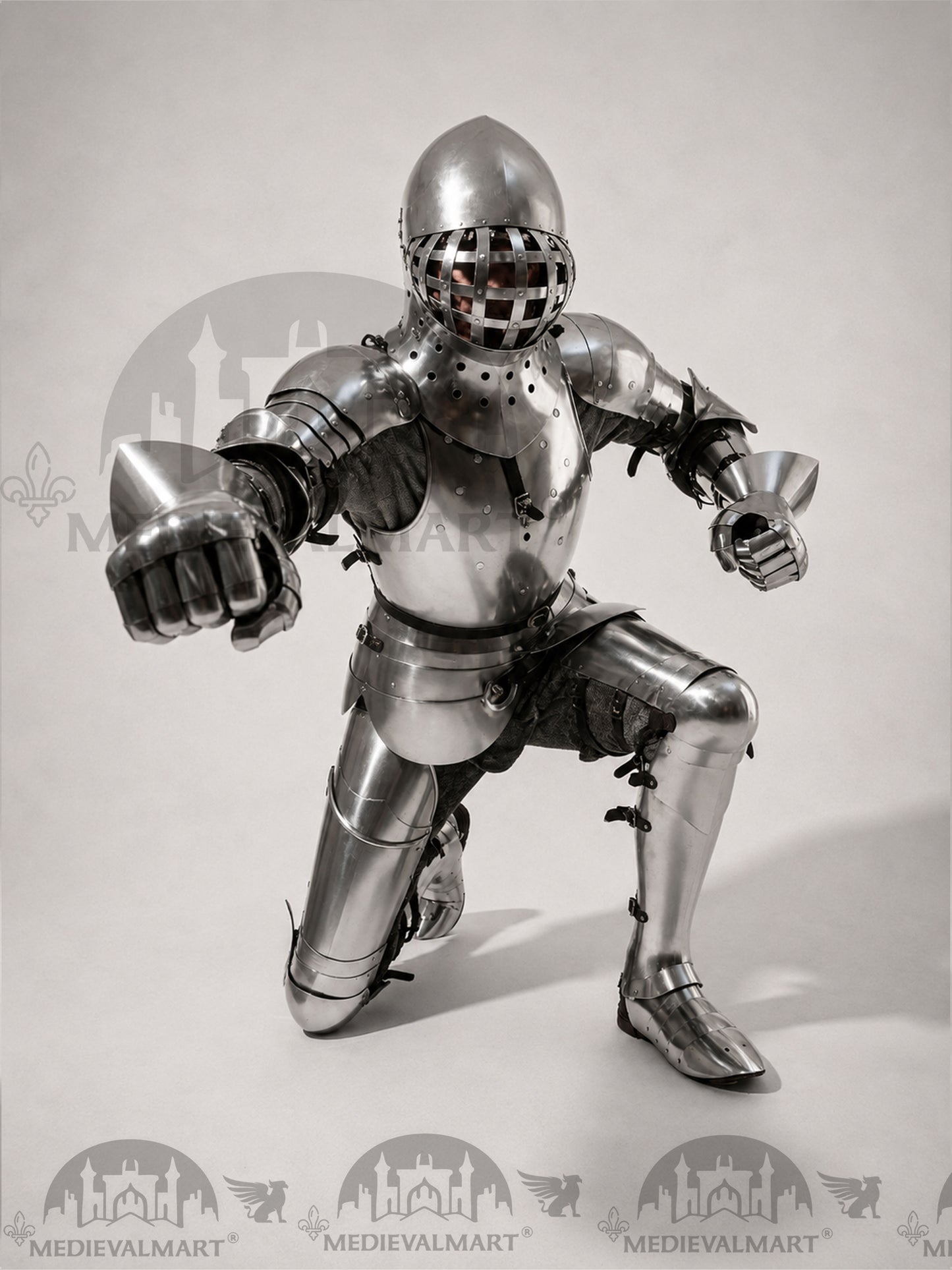 MEDIEVALMART 1400s Medieval Tournament Knight Parade High Gothic Plate Armor W/H Kolbenturnier Bacinet