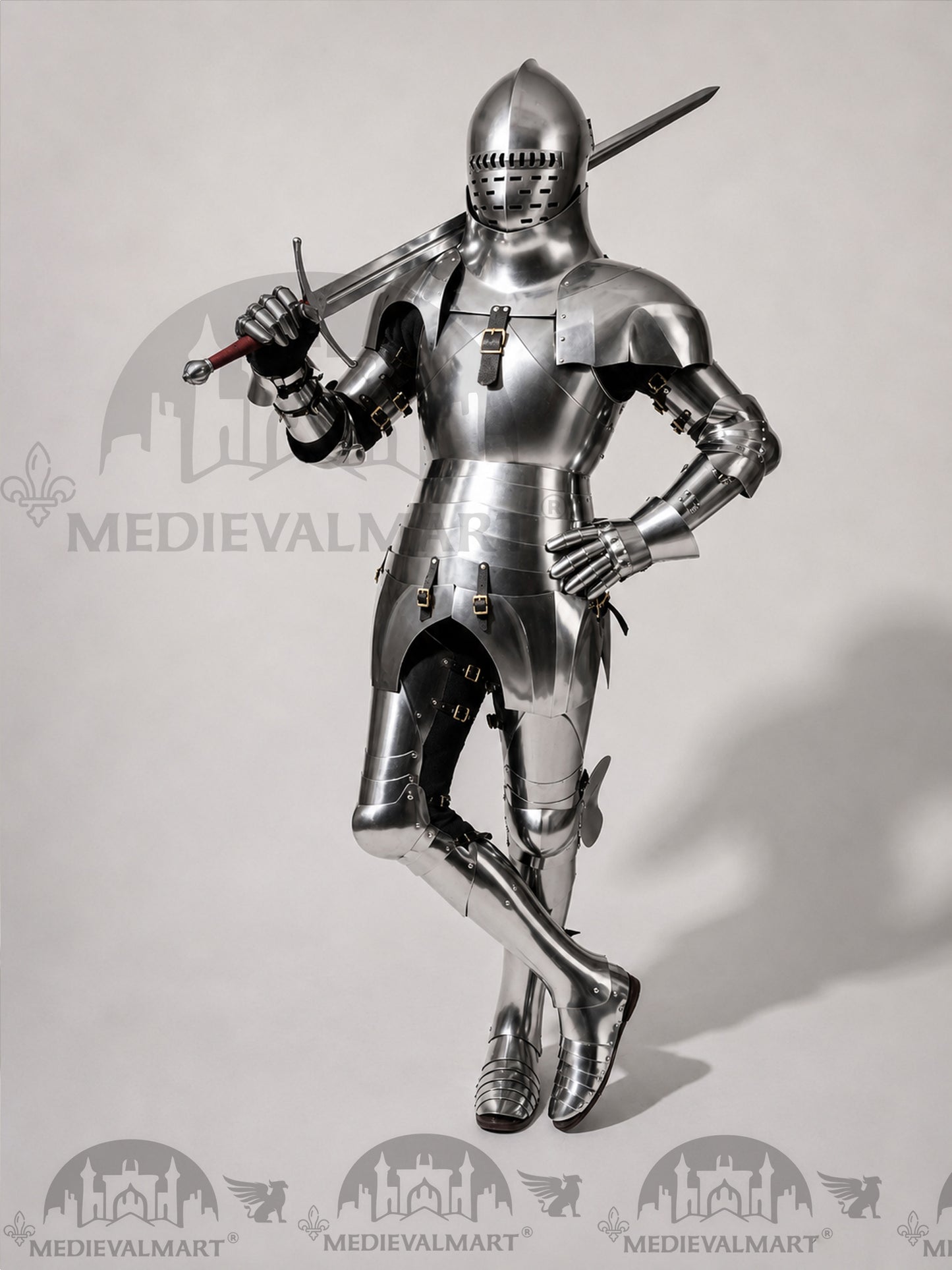 MEDIEVALMART Medieval knight Full Plate Customised English Body Armor With Viking Axe Weapon