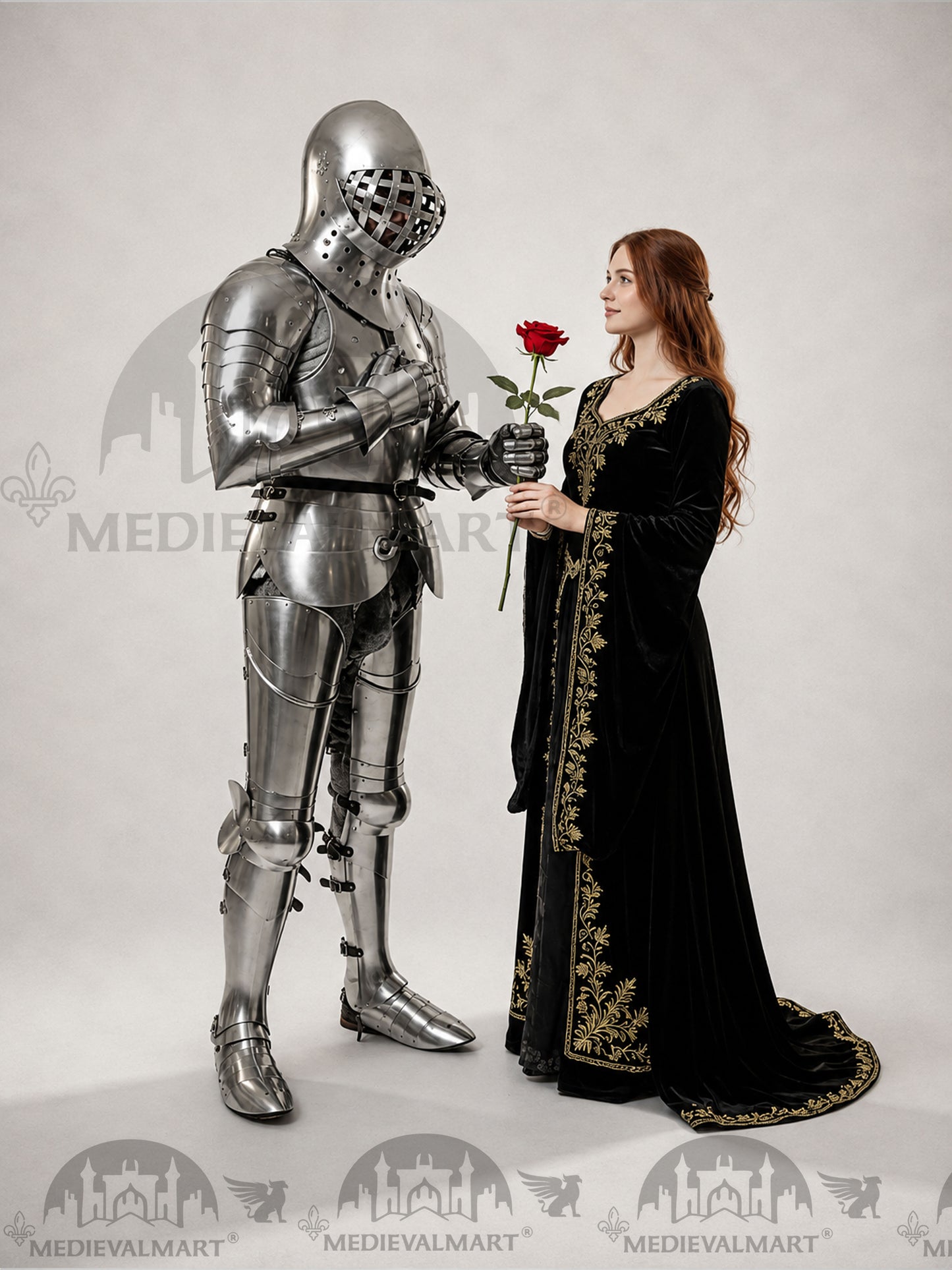 MEDIEVALMART 1400s Medieval Tournament Knight Parade High Gothic Plate Armor W/H Kolbenturnier Bacinet