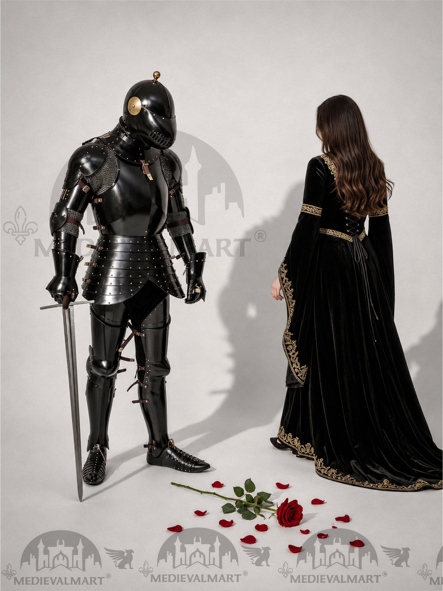 MEDIEVALMART Medieval Knight Katernbrust Full Body Armor Set W/H Sword