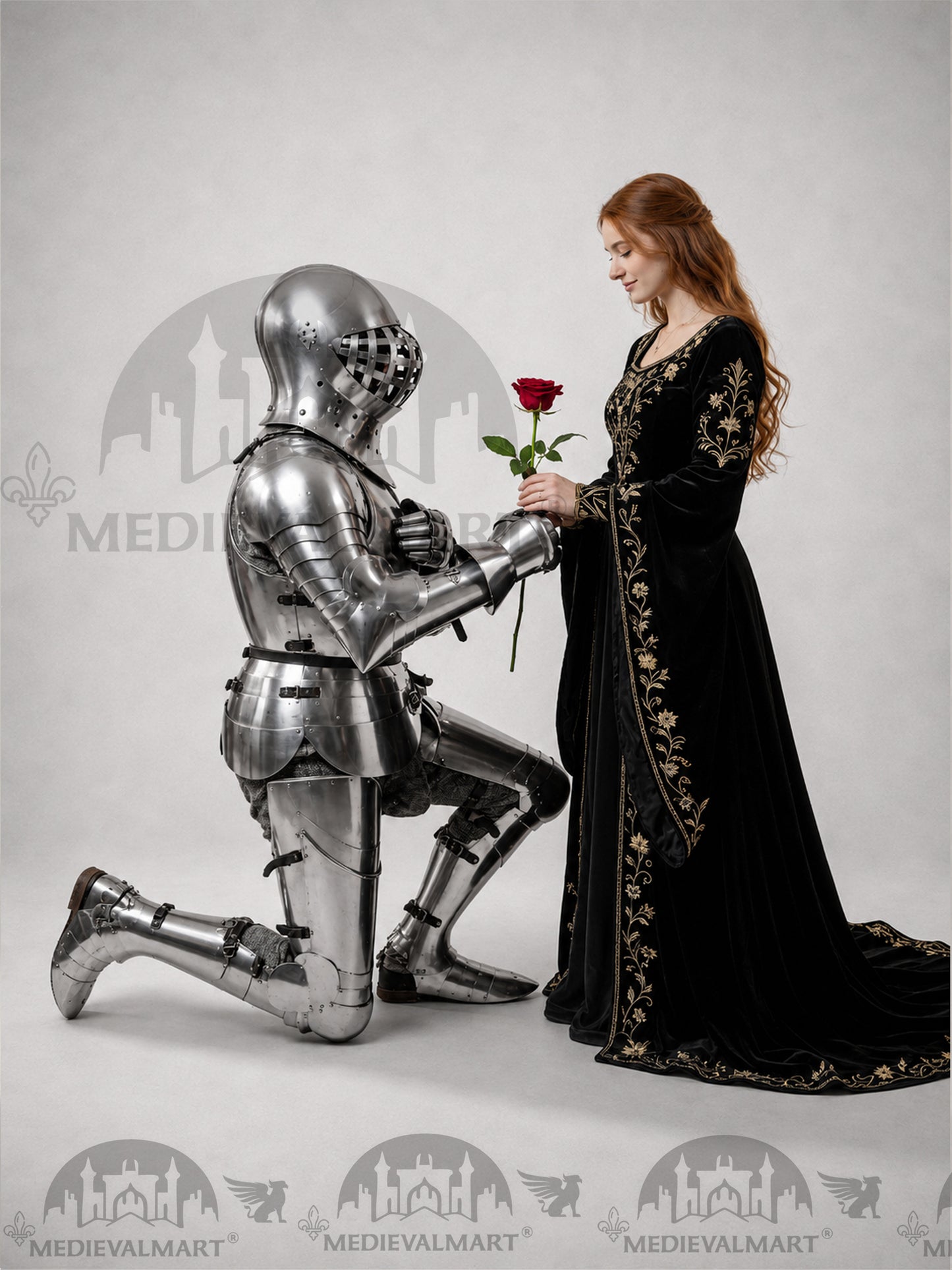 MEDIEVALMART 1400s Medieval Tournament Knight Parade High Gothic Plate Armor W/H Kolbenturnier Bacinet