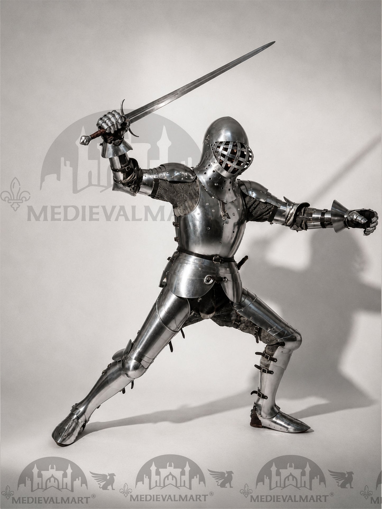 MEDIEVALMART 1400s Medieval Tournament Knight Parade High Gothic Plate Armor W/H Kolbenturnier Bacinet