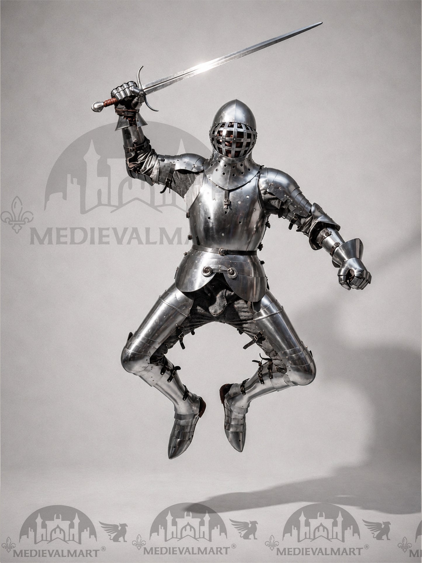 MEDIEVALMART 1400s Medieval Tournament Knight Parade High Gothic Plate Armor W/H Kolbenturnier Bacinet