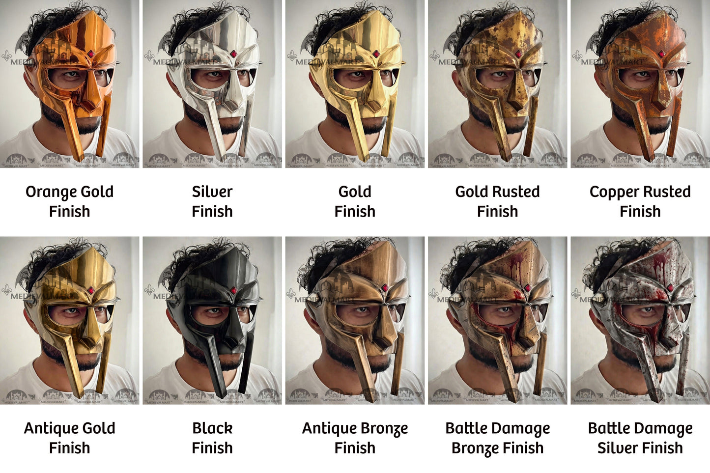 MEDIEVALMART PREMIUM MF DOOM Mask Mad Villain Copper Rusted Finish Steel Face Armor