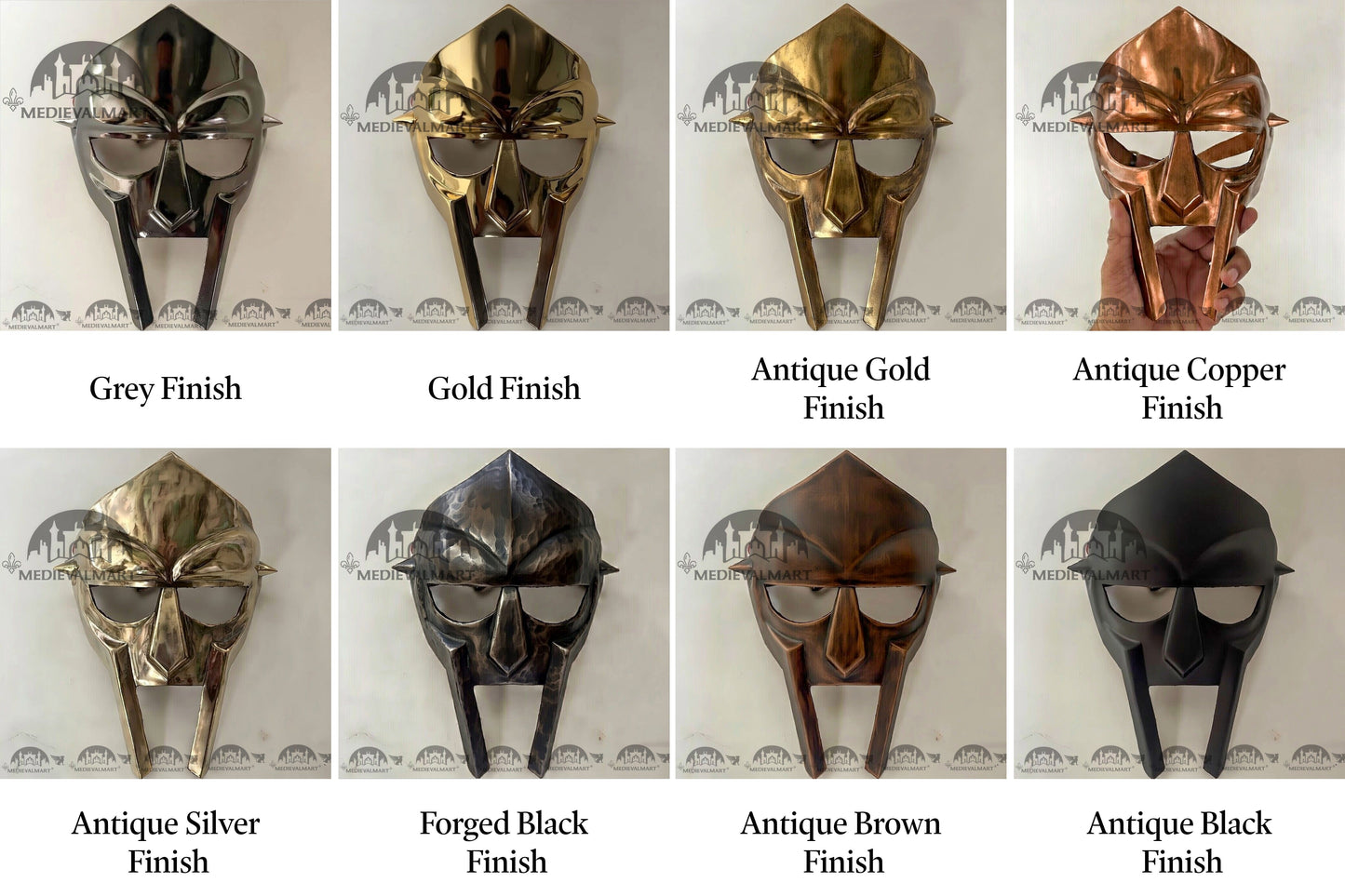 MEDIEVALMART MF DOOM Mask Mad-villain Gold Finish Steel Face Armor