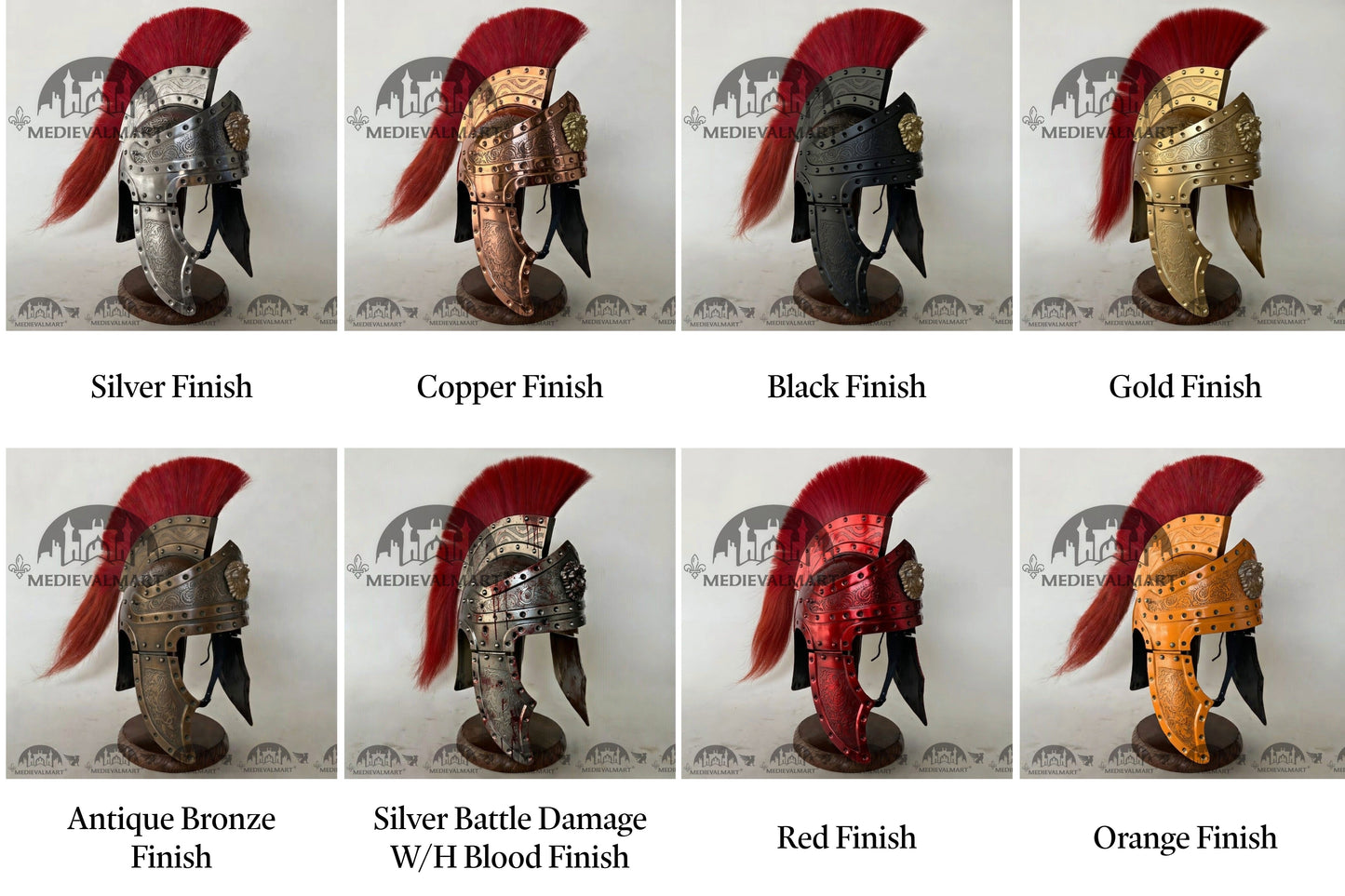 MEDIEVALMART Medieval Roman Centurion Copper Finish Helmet with Red Plume or Free Wooden Stand