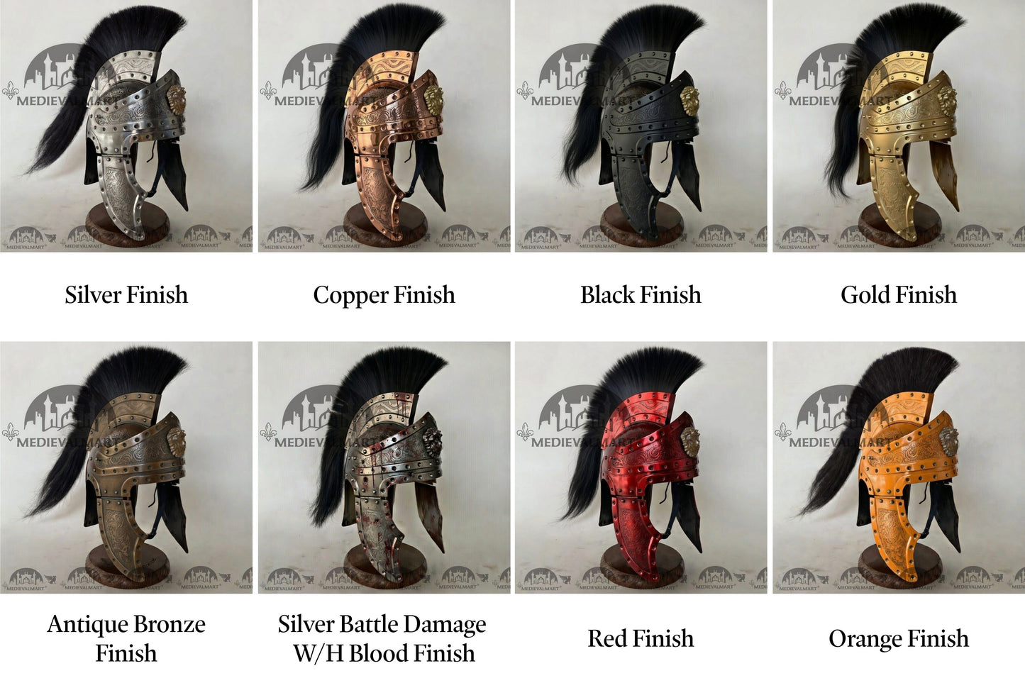 MEDIEVALMART Medieval Roman Centurion Orange Finish Helmet with Black Plume or Free Wooden Stand